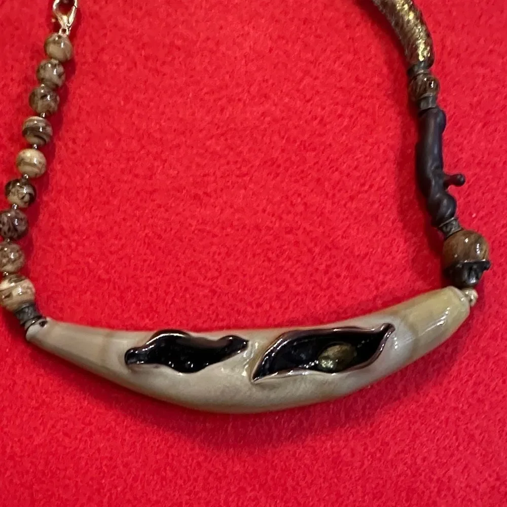 Paola Murano Unique Beaded Glass Necklace with Earthy Tones